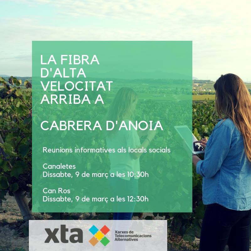 XTA Fibra i Internet d'alta velocitat a Cabrera d'Anoia